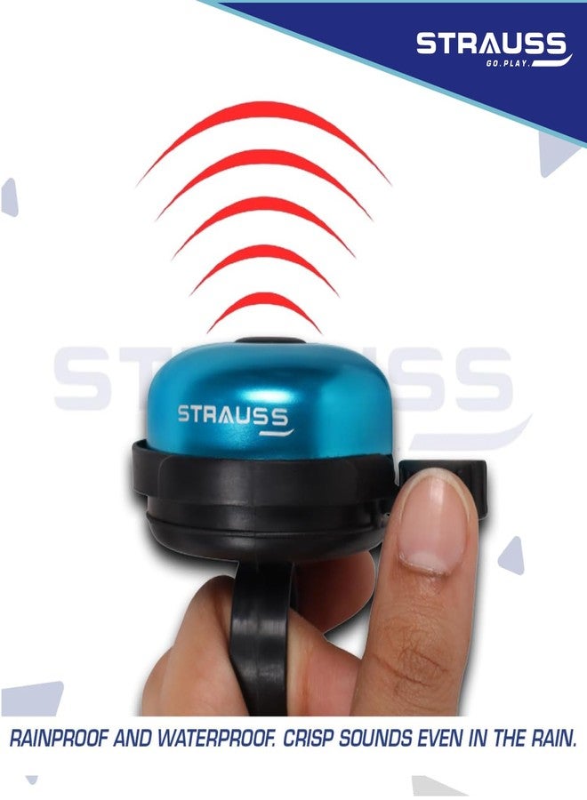 Strauss Bicycle Bell | Ultra-Loud Cycle Horn for Safety | Lightweight Anti-Rust Cycle Bell with Easy Flip Mechanism | Durable Quality Bell for Bikes | Cycling Accessories, (Blue) - Image 3