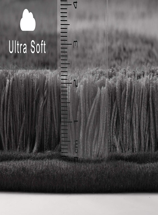 fluffy Bath Mat for Round Showers, Made of Microfiber, with Non-Slip Bottom (Small Curve | Shower Radius 21 5/8 inch, Anthracite) - Image 3