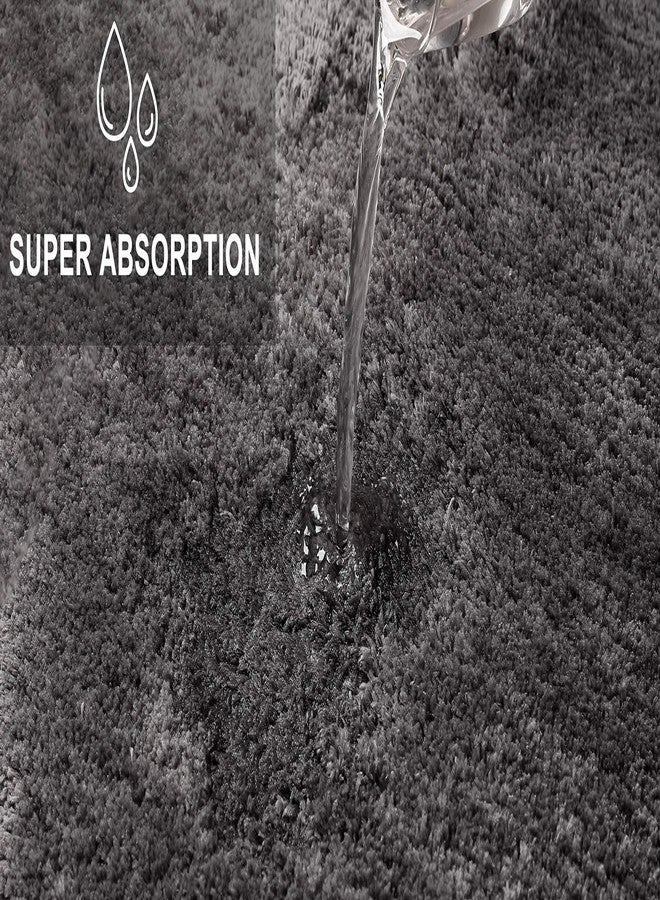 fluffy Bath Mat for Round Showers, Made of Microfiber, with Non-Slip Bottom (Small Curve | Shower Radius 21 5/8 inch, Anthracite) - Image 4