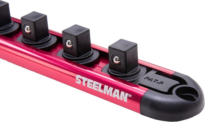 Steelman Socket Holder Organizer, 3/8-inch Drive, 9 Spring Loaded Posts, Magnetic Storage Rail - Image 3