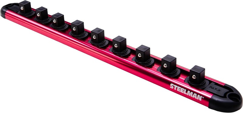 Steelman Socket Holder Organizer, 3/8-inch Drive, 9 Spring Loaded Posts, Magnetic Storage Rail - Image 1
