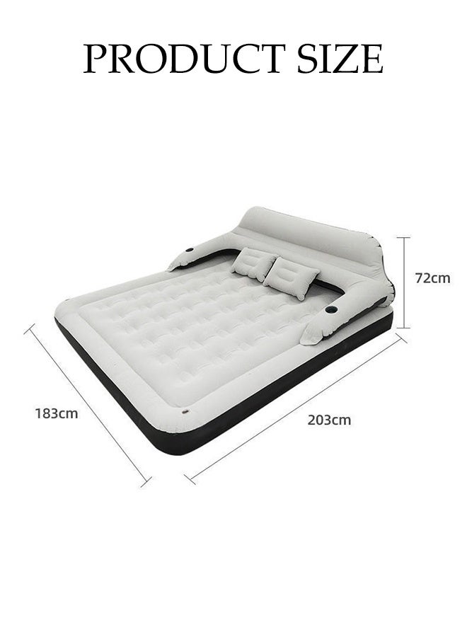 Spides Multi Functional Inflatable Mattress with Electric Inflation Pump Portable Thick Air Mattress with Backrest Foldable Blow Up Mattress Outdoor Camping Flocking Inflatable Mattress Comfort Raised Air Bed for Camping, Home, Guests, Portable, Travel - Image 4