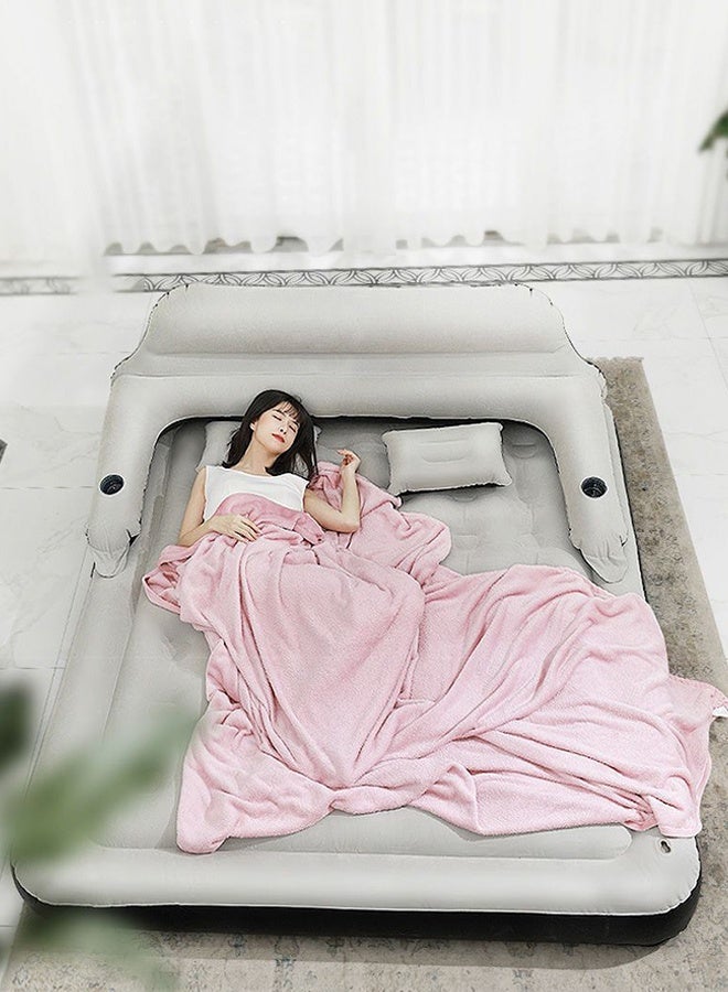Spides Multi Functional Inflatable Mattress with Electric Inflation Pump Portable Thick Air Mattress with Backrest Foldable Blow Up Mattress Outdoor Camping Flocking Inflatable Mattress Comfort Raised Air Bed for Camping, Home, Guests, Portable, Travel - Image 1
