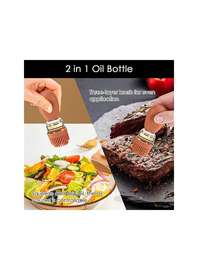 S-TOP Oil Dispenser with Brush - Glass Olive Oil Dispenser for Kitchen, 2 IN 1 Oil Dispenser Bottle with Silicone Basting Brush for Cooking Vinegar Sauce BBQ Grill Frying, T-OB21, Grey - Image 2