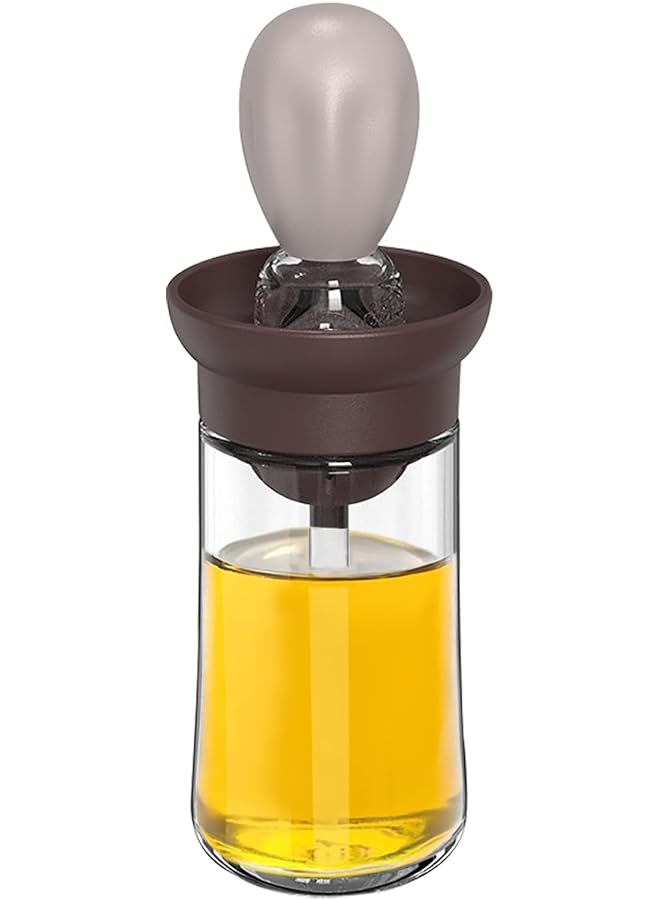 S-TOP Oil Dispenser with Brush - Glass Olive Oil Dispenser for Kitchen, 2 IN 1 Oil Dispenser Bottle with Silicone Basting Brush for Cooking Vinegar Sauce BBQ Grill Frying, T-OB21, Grey - Image 1