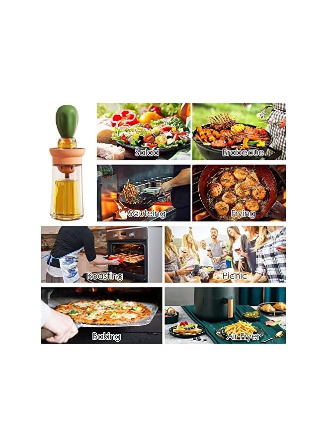S-TOP Oil Dispenser with Brush - Glass Olive Oil Dispenser for Kitchen, 2 IN 1 Oil Dispenser Bottle with Silicone Basting Brush for Cooking Vinegar Sauce BBQ Grill Frying, T-OB21, Grey - Image 4