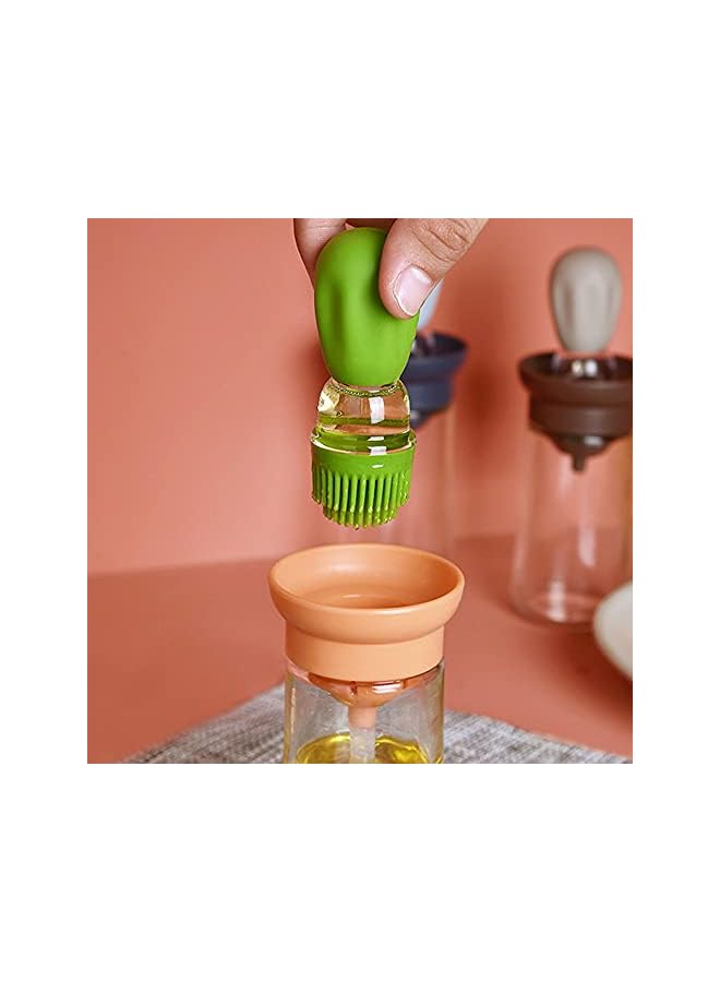 S-TOP Oil Dispenser with Brush - Glass Olive Oil Dispenser for Kitchen, 2 IN 1 Oil Dispenser Bottle with Silicone Basting Brush for Cooking Vinegar Sauce BBQ Grill Frying, T-OB21, Grey - Image 5