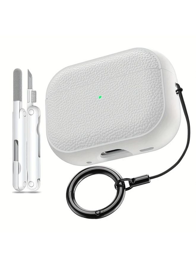 Fo For Airpods Pro 2nd Gen Case White With Lanyard And Cleaning Kit Soft TPU Protective Cover - Image 1
