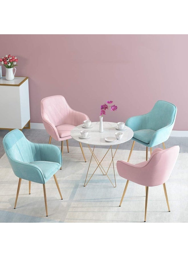 Smilee Velvet Dining Chair, Leisure Armrest Chairs Upholstered with Backrest, Metal Legs Bracket, for Living Room Kitchen and Breakfast Armchair, Pink - Image 5