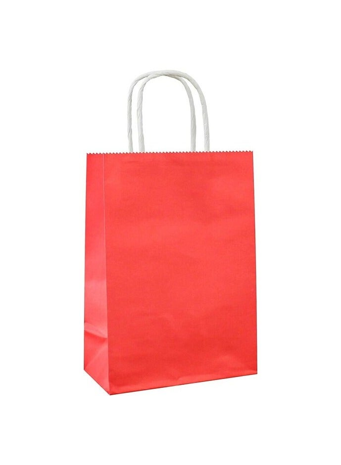 Party Time 12-Pieces A5 Red Kraft Paper Bags with Handle Party Gift Bag Birthday Wedding Graduation Baby Shower Christmas Shopping Favor Present Bag Souvenir Bag