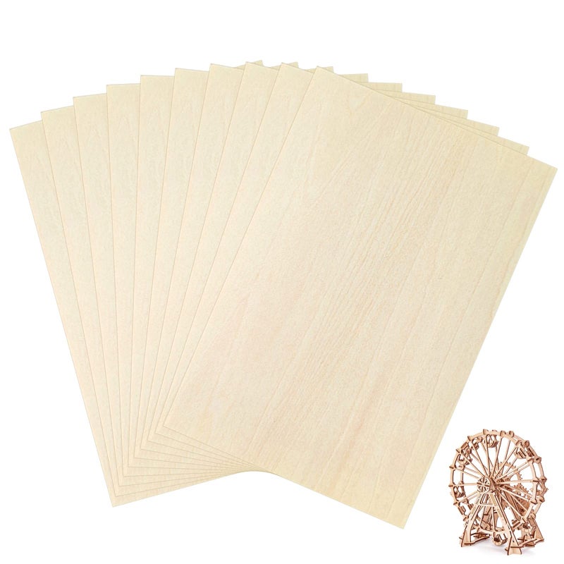 OWLKELA 10 Pieces 30x20x02cm Basswood Sheets Rectangle Blank Wooden Wooden Cutouts for Crafts Great for Wood Burning and Laser Projects Arts and Crafts Wood Engraving