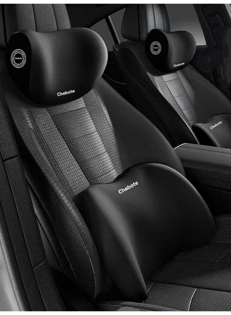 Car Neck and Back Cushion Lumbar Support Pillow for Office Chair and Car Seat,Softness Memory Foam Comfortable Ergonomic Design for Neck and Back Rest Pillow, Black - Image 2