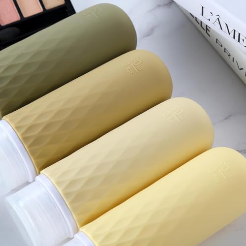 Voroly Travel Bottles Kit for Toiletries Organizer 90ml TSA Approved Silicone Containers Portable Split Bottle Accessories for Conditioner Shampoo Lotion - 4 Pack (CHEX, Brown) - Image 4