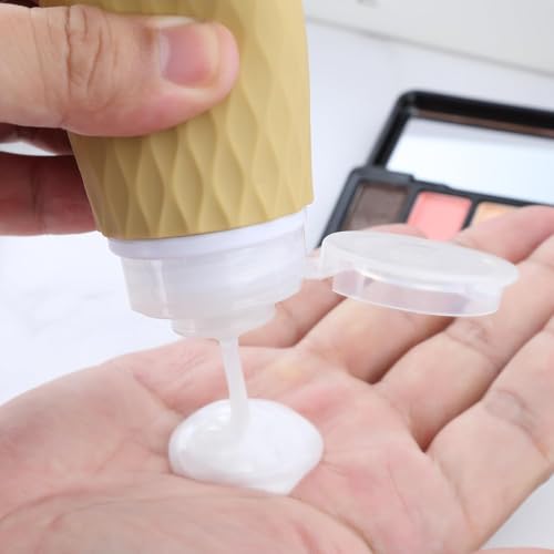 Voroly Travel Bottles Kit for Toiletries Organizer 90ml TSA Approved Silicone Containers Portable Split Bottle Accessories for Conditioner Shampoo Lotion - 4 Pack (CHEX, Brown) - Image 2
