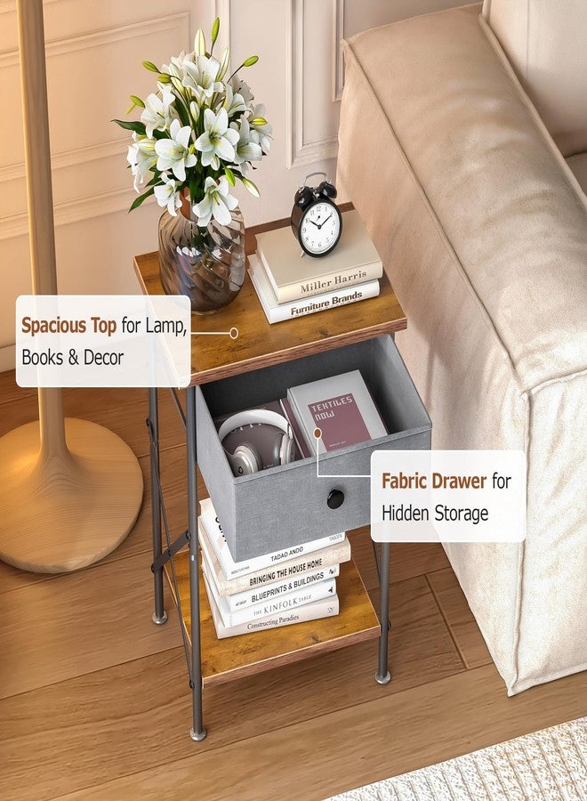VECELO Night Stand Set of 2, Nightstand, Small End Table for Small Spaces, Wood Side Table for Living Room, Bedside Table with Drawer for Bedroom, Easy Assembly, Rustic Brown - Image 4