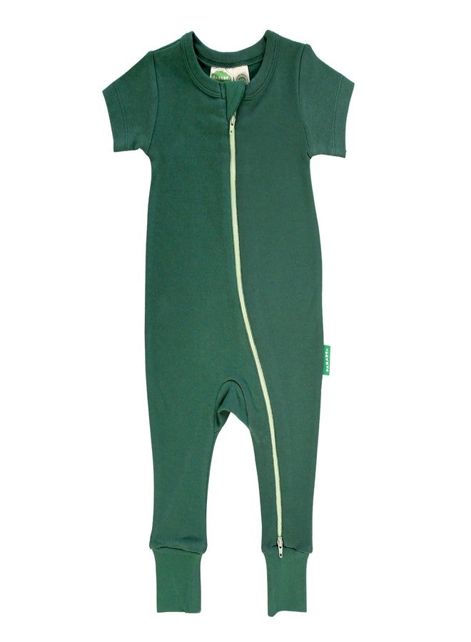 PARADE Organic Essentials '2-Way' Zip Romper - Short Sleeve Emerald Green 18-24 Months - Image 1