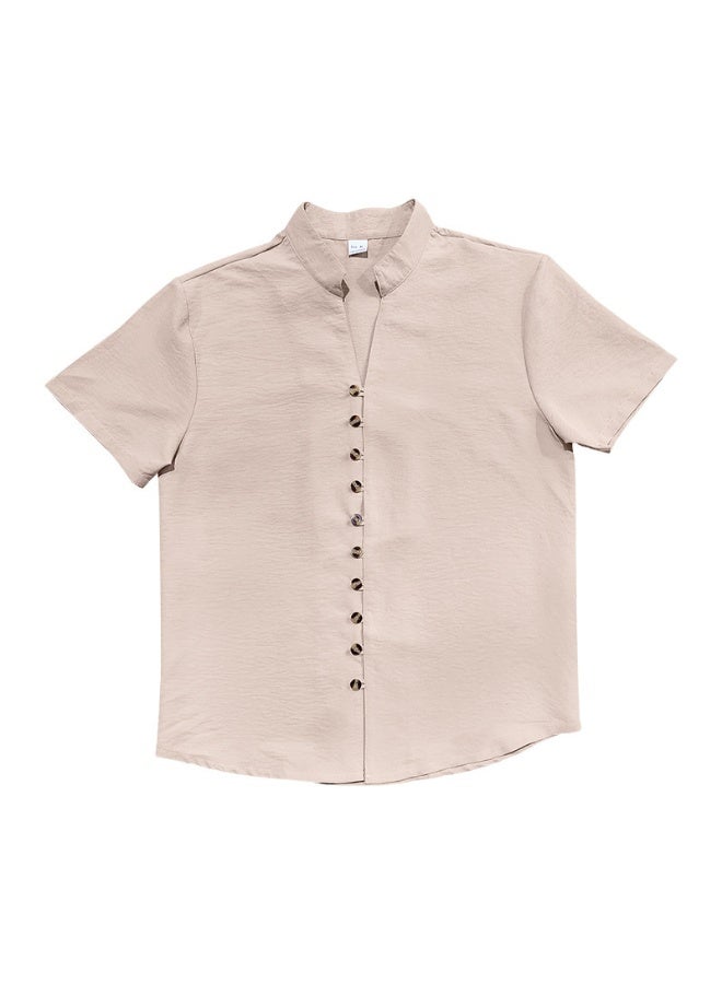 Men's Retro Linen Button-Up Short Sleeve Shirt Stand Collar Summer Casual Top Quality Material Comfortable Fit Male Model Shirt  - Image 2