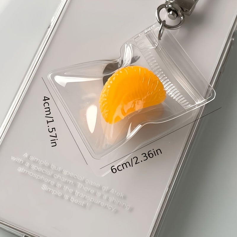 3 Pcs Korean Style Orange Design Transparent Bag Phone Pendant - Image 4