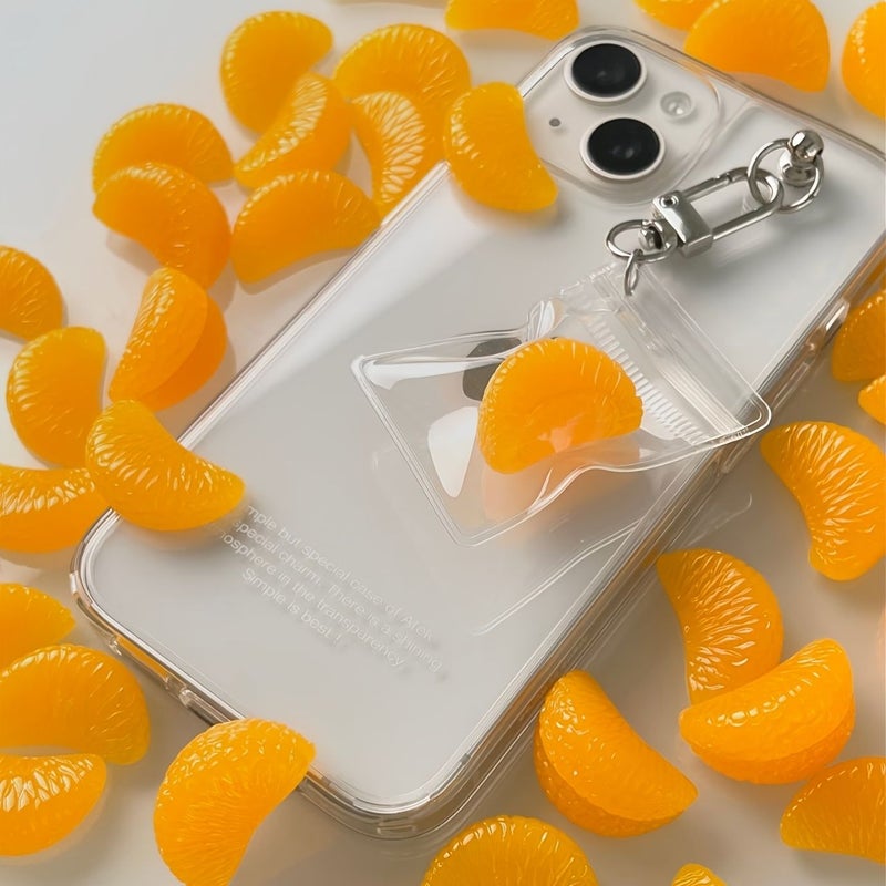 3 Pcs Korean Style Orange Design Transparent Bag Phone Pendant - Image 2