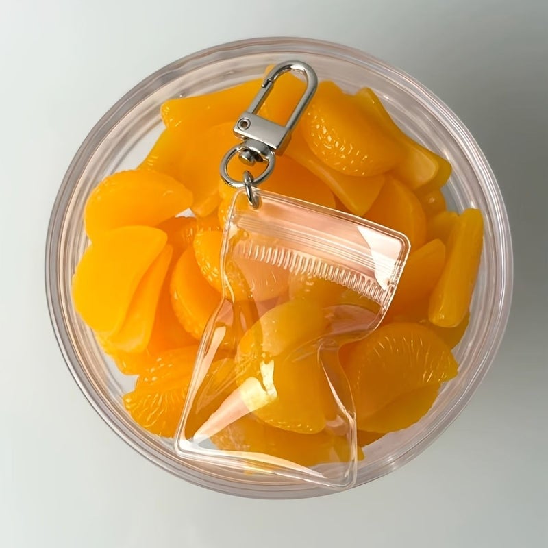 3 Pcs Korean Style Orange Design Transparent Bag Phone Pendant - Image 1