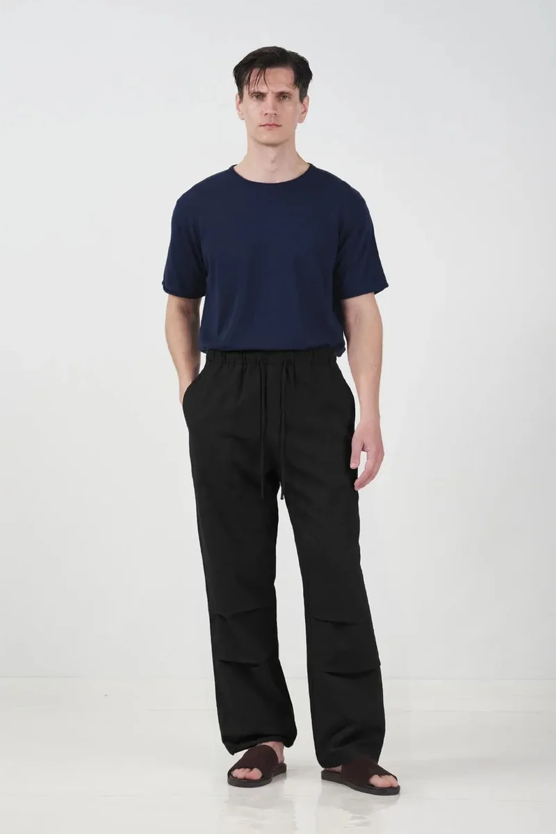 Giesto Black GIESTO Casual Tencel Drawstring Joggers for Men | Best Price UAE