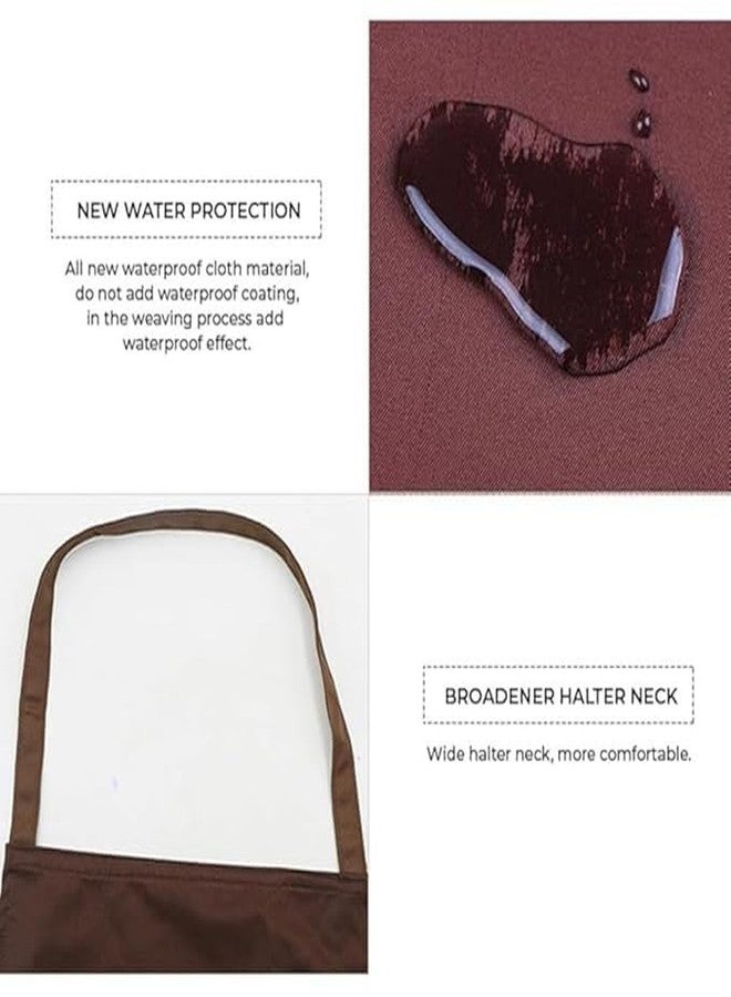 AYUS Apron for Kitchen Cooking Waterproof Apron for Women Men with Pockets and Side Coral Velvet for Wiping Hands Towel Grill Cooking BBQ Kitchen Accessories Items for Home Set of 2 - Image 3