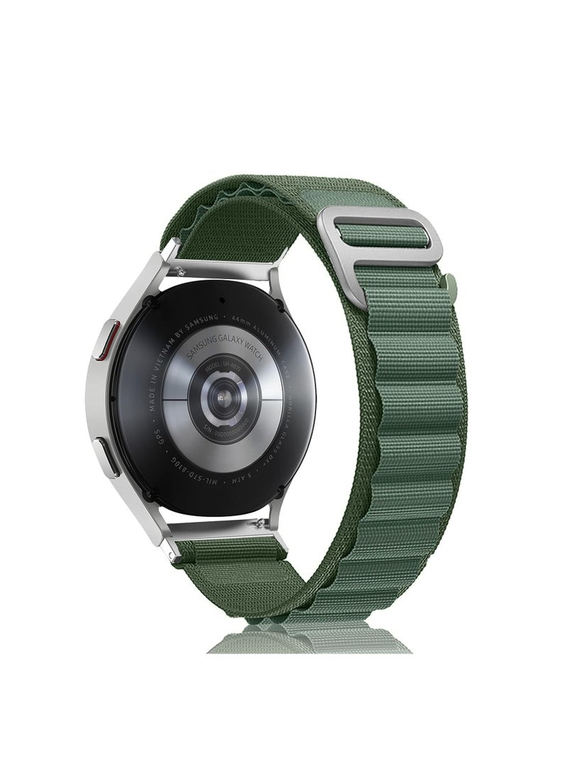 Generic 20mm Stretch Nylon Metal Alpine Loop Woven Strap For Samsung Galaxy Watch 4/5/5 Pro With Titanium G Hook Olive Green  - Image 2