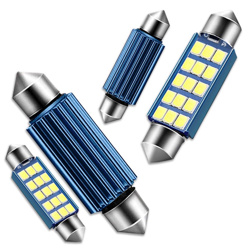 GKmow Pack4 578 LED Extremely Bright Bulbs 159 6500K 2835 Chipsets 400LM Bulbs for LED Interior Dome Map Door Lights 2112 2122 569 6411 6451 41mm 42mm White - Image 3