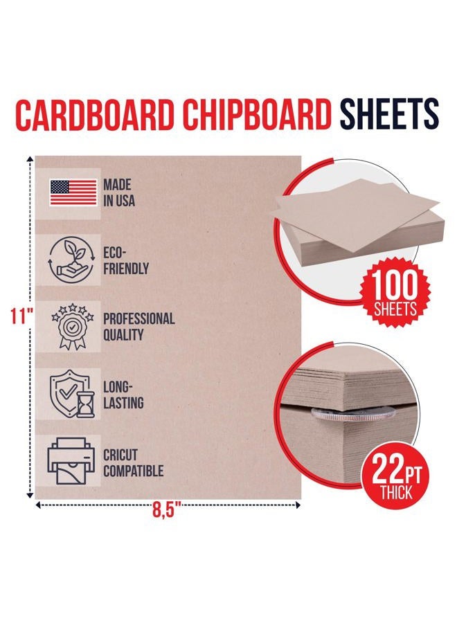 Paclord 8.5" x 11" Brown Kraft Plain Chipboard Sheets, 0.22 Pt Thick – Made in USA Cardboard Chipboard (Bundle of 100) – Durable Chipboard for Cardstock Projects, Picture Frame Backing, Scrapbooking - Image 2