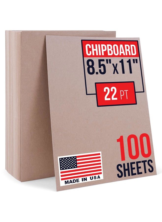 Paclord 8.5" x 11" Brown Kraft Plain Chipboard Sheets, 0.22 Pt Thick – Made in USA Cardboard Chipboard (Bundle of 100) – Durable Chipboard for Cardstock Projects, Picture Frame Backing, Scrapbooking - Image 1