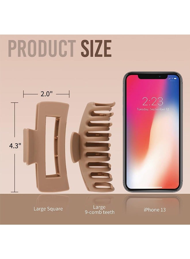 8-Piece Large Hair Claw Clips For Women,Strong Hold Jaw Clips,Neutral Colors - Image 2