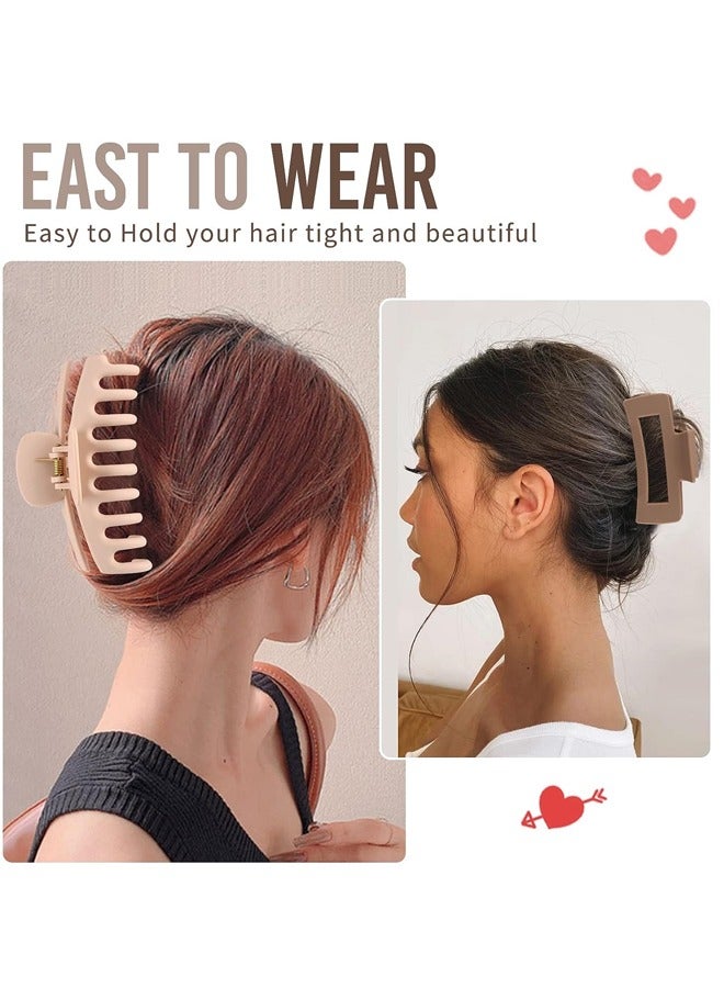 8-Piece Large Hair Claw Clips For Women,Strong Hold Jaw Clips,Neutral Colors - Image 3