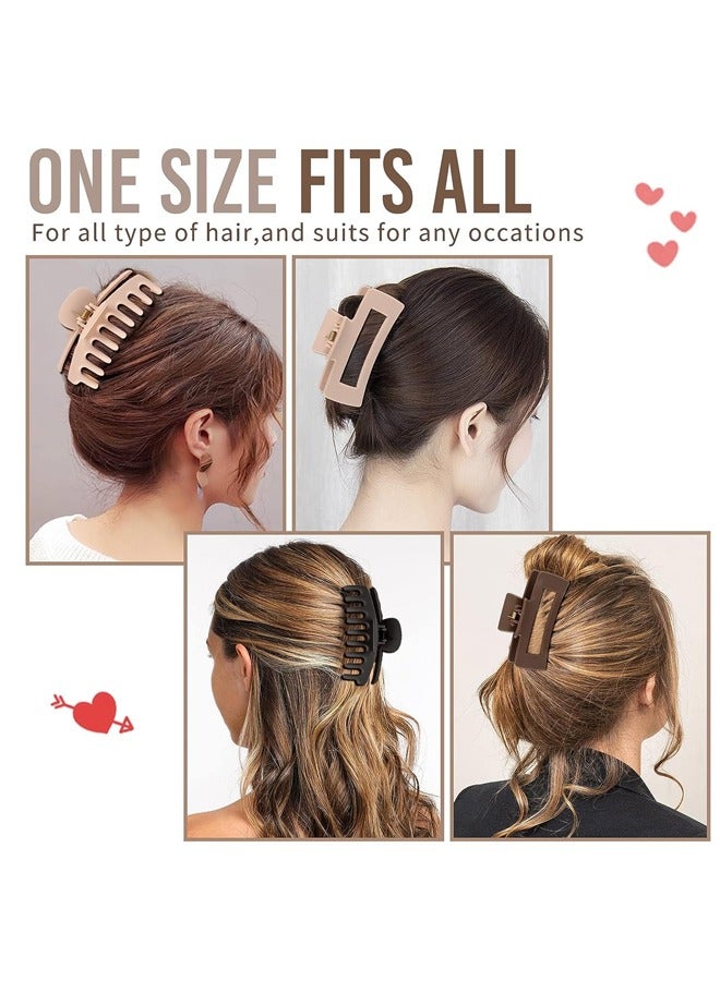 8-Piece Large Hair Claw Clips For Women,Strong Hold Jaw Clips,Neutral Colors - Image 5