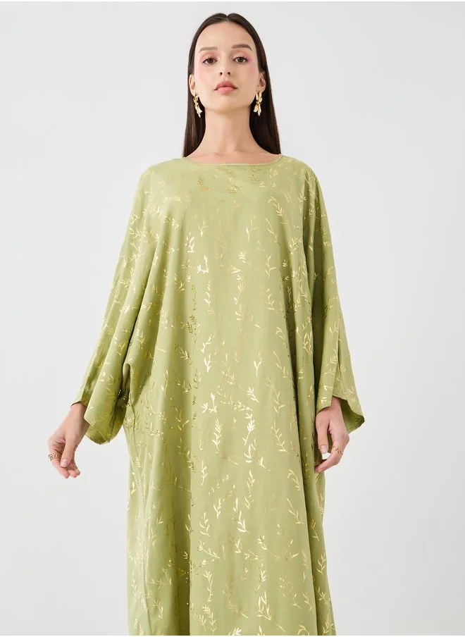 Take Two Take Two Foil Printed Batwing Sleeve Kaftan