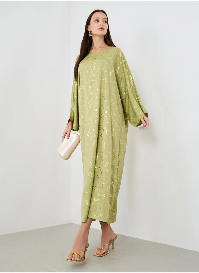 Take Two Take Two Foil Printed Batwing Sleeve Kaftan