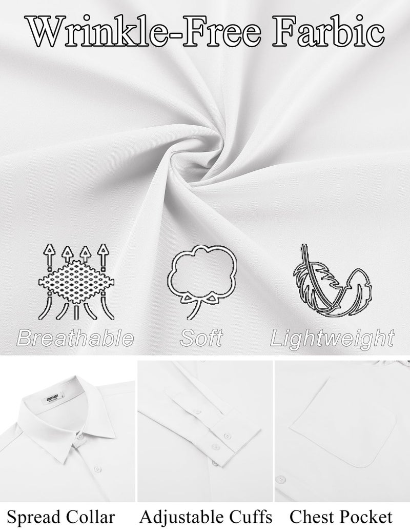 COOFANDY Mens Wrinkle Free Dress Shirts Button Up Shirts Regular Fit No Tuck Shirts with Pocket White - Image 5