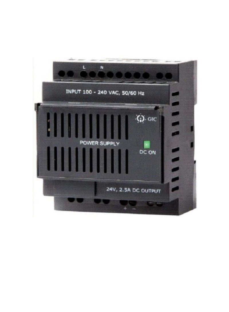 GIC Din Rail DB Mounted 100-240V to 24V DC 2.5A Single Output Switched Mode Power Supply Converter - Made in India - Image 3
