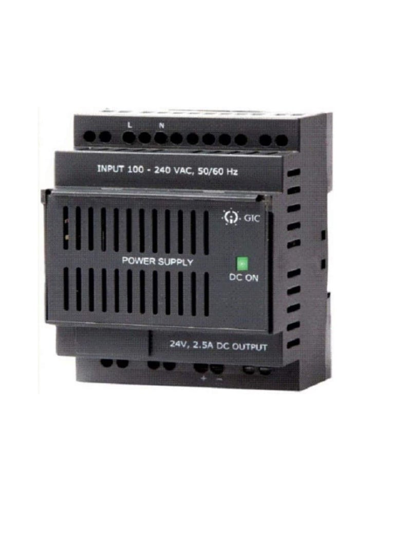 GIC Din Rail DB Mounted 100-240V to 24V DC 2.5A Single Output Switched Mode Power Supply Converter - Made in India - Image 2