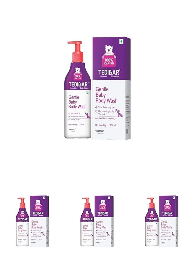Tedibar - Body wash for Babies| 100% soap & Alkali free | Skin-friendly pH 5.5| Recommended by pediatricians | Prevents Dryness & Rashes | Suitable for Newborn Baby| 250ml (Pack of 4) - Image 1