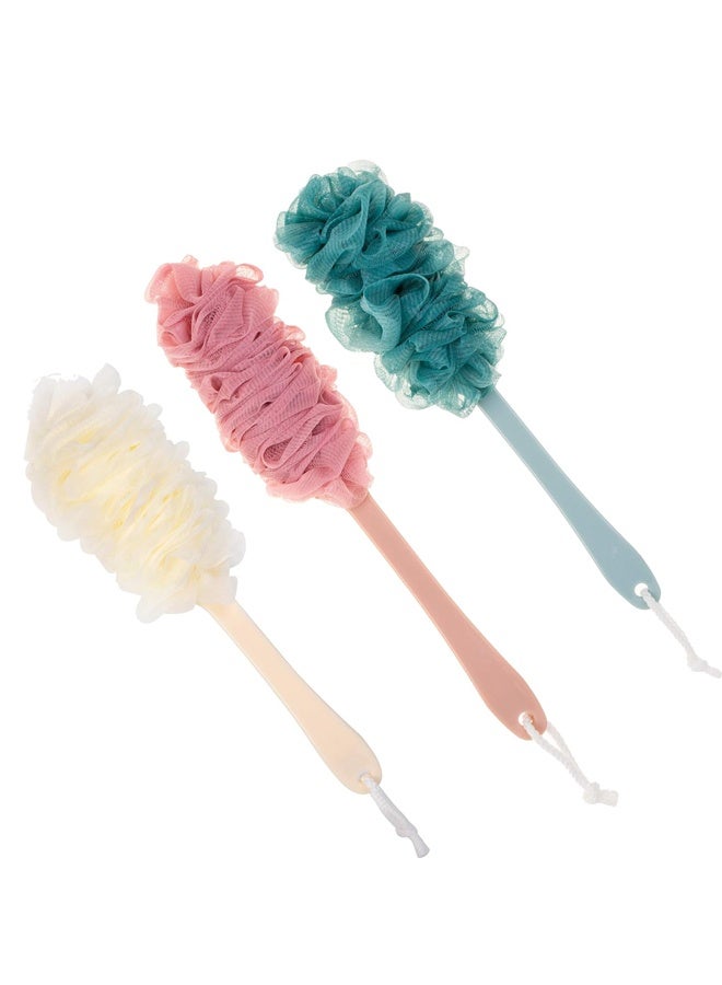 HOMESTAR 3 Pack Back Scrubber Long Handled ，Bath Brush Soft Mesh Sponge， Exfoliating Body Scrub Back Cleaner Loofah Bathroom Shower Accessories for Women and Men - Image 1
