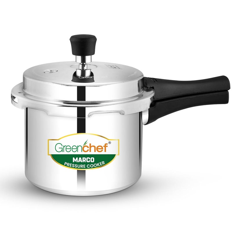 Greenchef Marco Aluminium Pressure Cooker Outer Lid 3 Litre capacity, ISI Certified, Silver Colour - Image 1