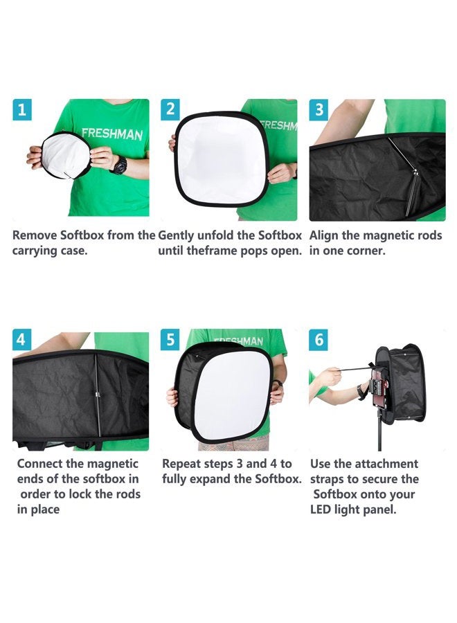 Neewer 2 Pack LED Light Panel Softbox for 660 480 Video Light,Outer 16.3"x6.5" Inner 9.8"x8.7" Foldable Light Diffuser for Photo Studio Video Shooting - Image 3