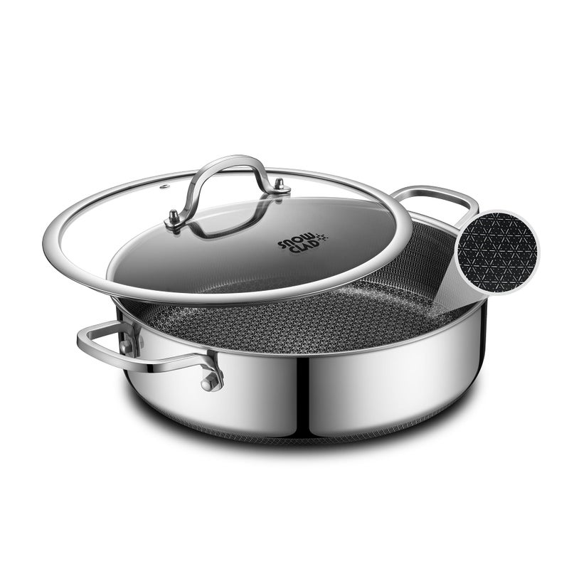 SNOWCLAD Saute Pan,Hybrid Non Stick 5 Quart Everyday Braiser pan,Chicken Fryer, PFOA Free Cookware,12 inch Deep Frying Pans with Lid,Dishwasher and Oven Safe,Works on Induction,Ceramic and Gas Cooktops - Image 1