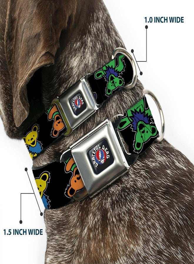 Buckle Down Grateful Dead Pet Collar, Dog Collar Metal Seatbelt Buckle, Grateful Dead Dancing Bears Close Up Black Multi Color, 20 to 31 Inches 1.5 Inch Wide - Image 2