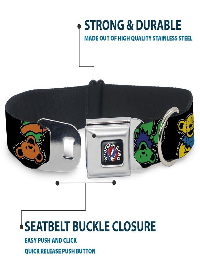 Buckle Down Grateful Dead Pet Collar, Dog Collar Metal Seatbelt Buckle, Grateful Dead Dancing Bears Close Up Black Multi Color, 20 to 31 Inches 1.5 Inch Wide - Image 4