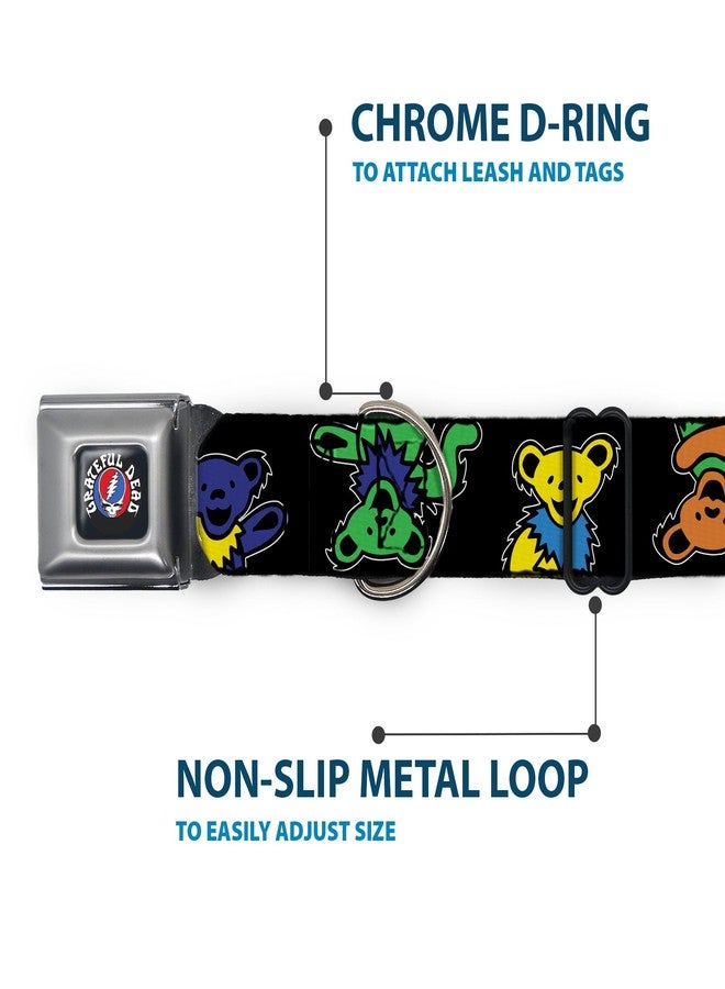 Buckle Down Grateful Dead Pet Collar, Dog Collar Metal Seatbelt Buckle, Grateful Dead Dancing Bears Close Up Black Multi Color, 20 to 31 Inches 1.5 Inch Wide - Image 5