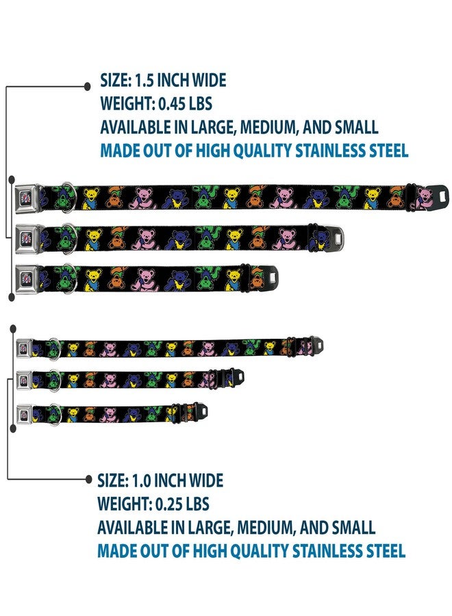 Buckle Down Grateful Dead Pet Collar, Dog Collar Metal Seatbelt Buckle, Grateful Dead Dancing Bears Close Up Black Multi Color, 20 to 31 Inches 1.5 Inch Wide - Image 3