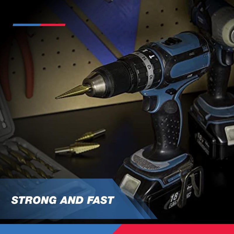 Neiko 10193A Titanium Step Bits, Unibit Set, 28 Sizes, High Speed Steel, Standard (SAE) Step Drill Bit Set, Step Bits for Metal. Unibit Step Drill Bits, Industrial Unibit - Image 5