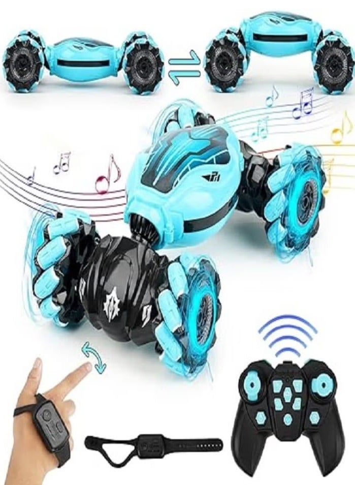 Self-Flip Stunt Car, 27cm Remote Control Stunt Car with Manual Control (Blue). - Image 1