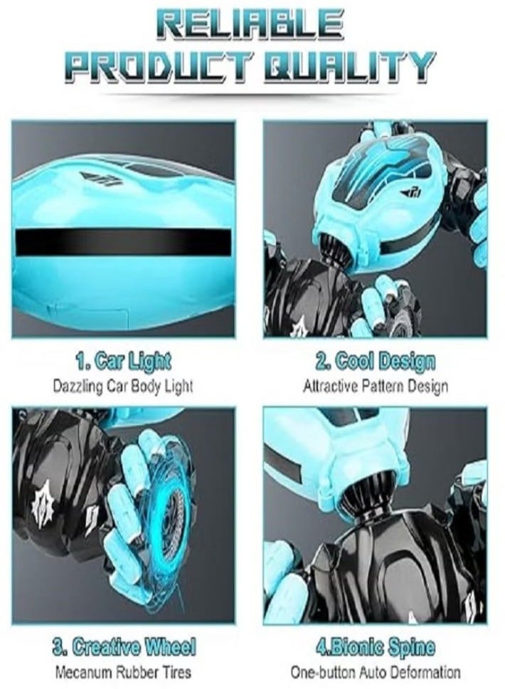 Self-Flip Stunt Car, 27cm Remote Control Stunt Car with Manual Control (Blue). - Image 4